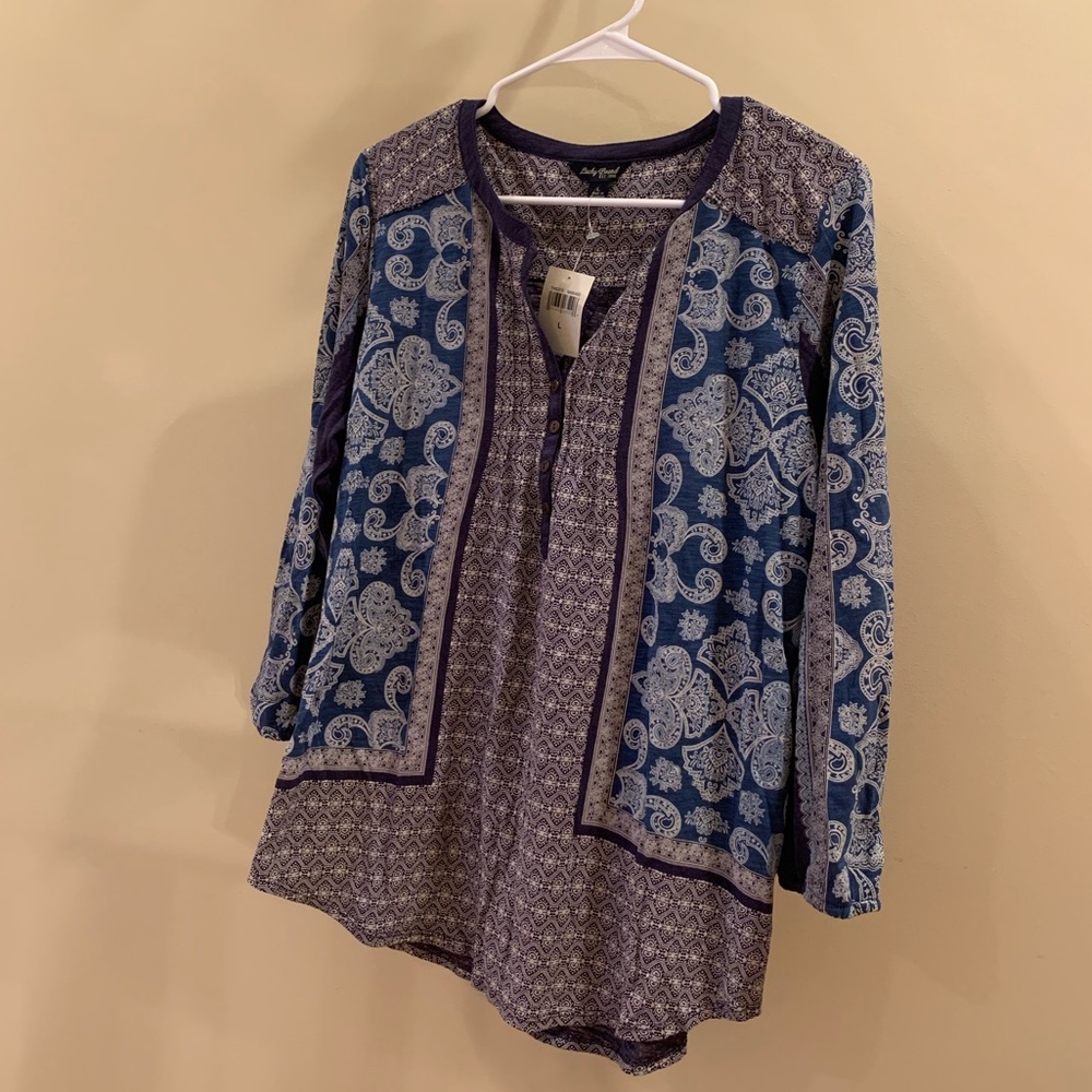 Lucky Brand Blue Print Top